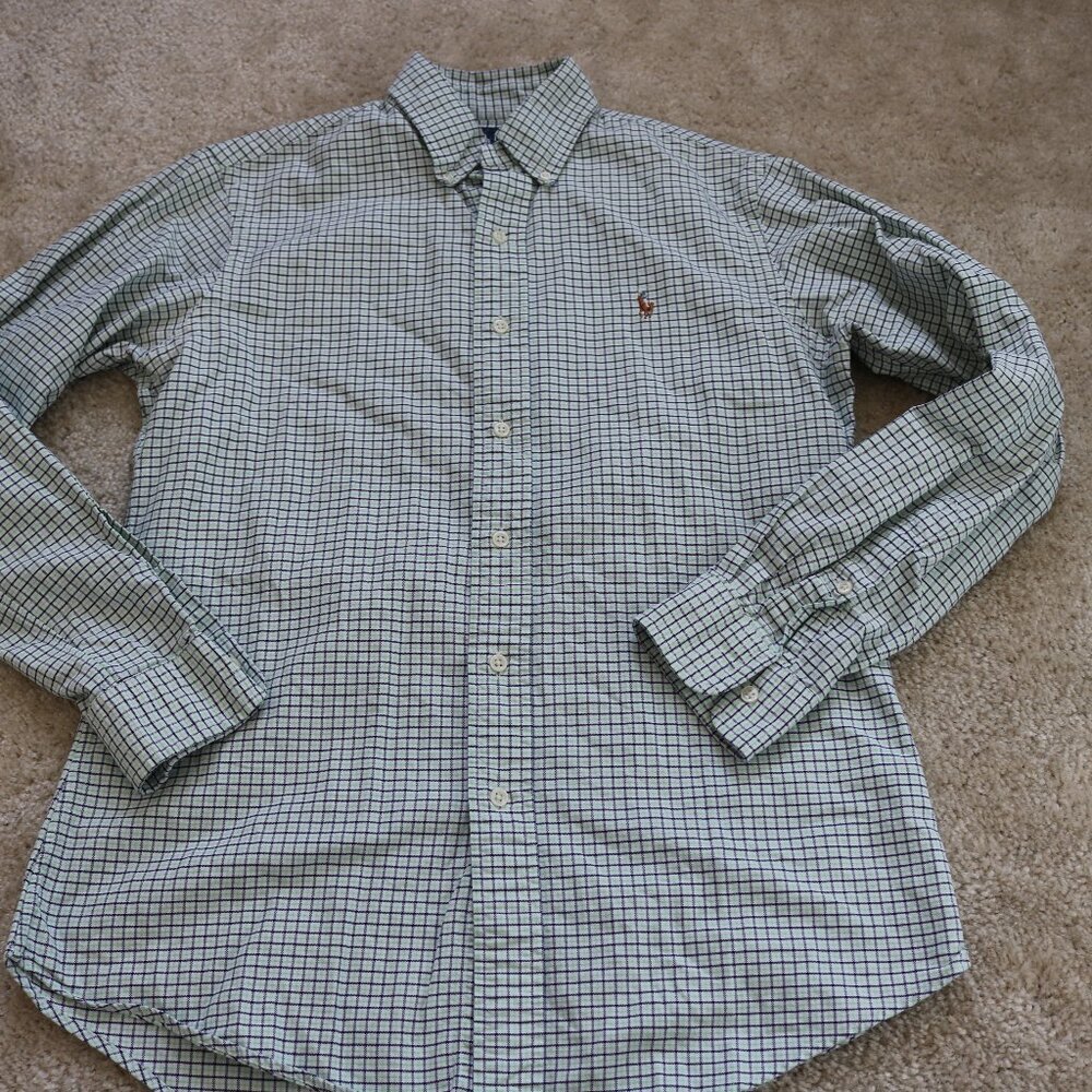 Polo by Ralph Lauren Green and White Check Button-Down Shirt